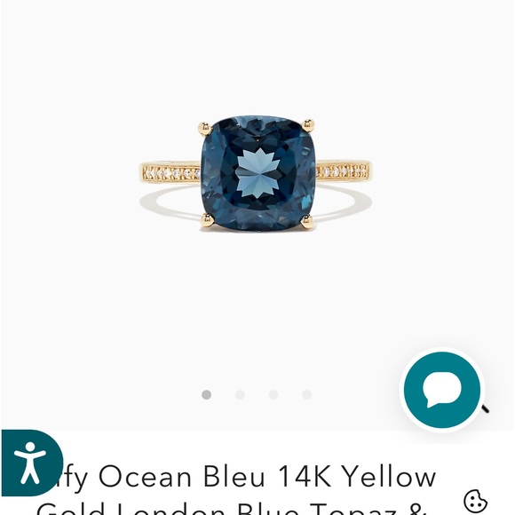 Effy blue topaz and diamond ring 14k golf - Picture 4 of 9